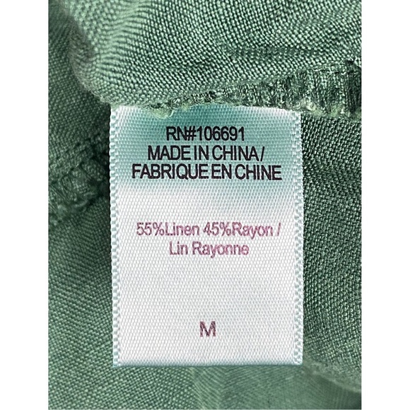 YFB Cuba Sleeveless Linen Utility Button Down Romper, Green - Size M - Picture 8 of 8